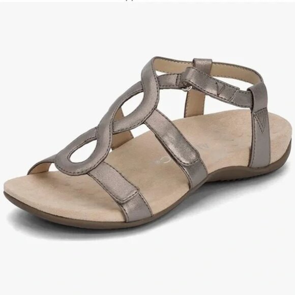 Vionic Jodie Orthotic Arch Support Adjustable Backstrap Sandals Metallic Silver - Picture 1 of 7